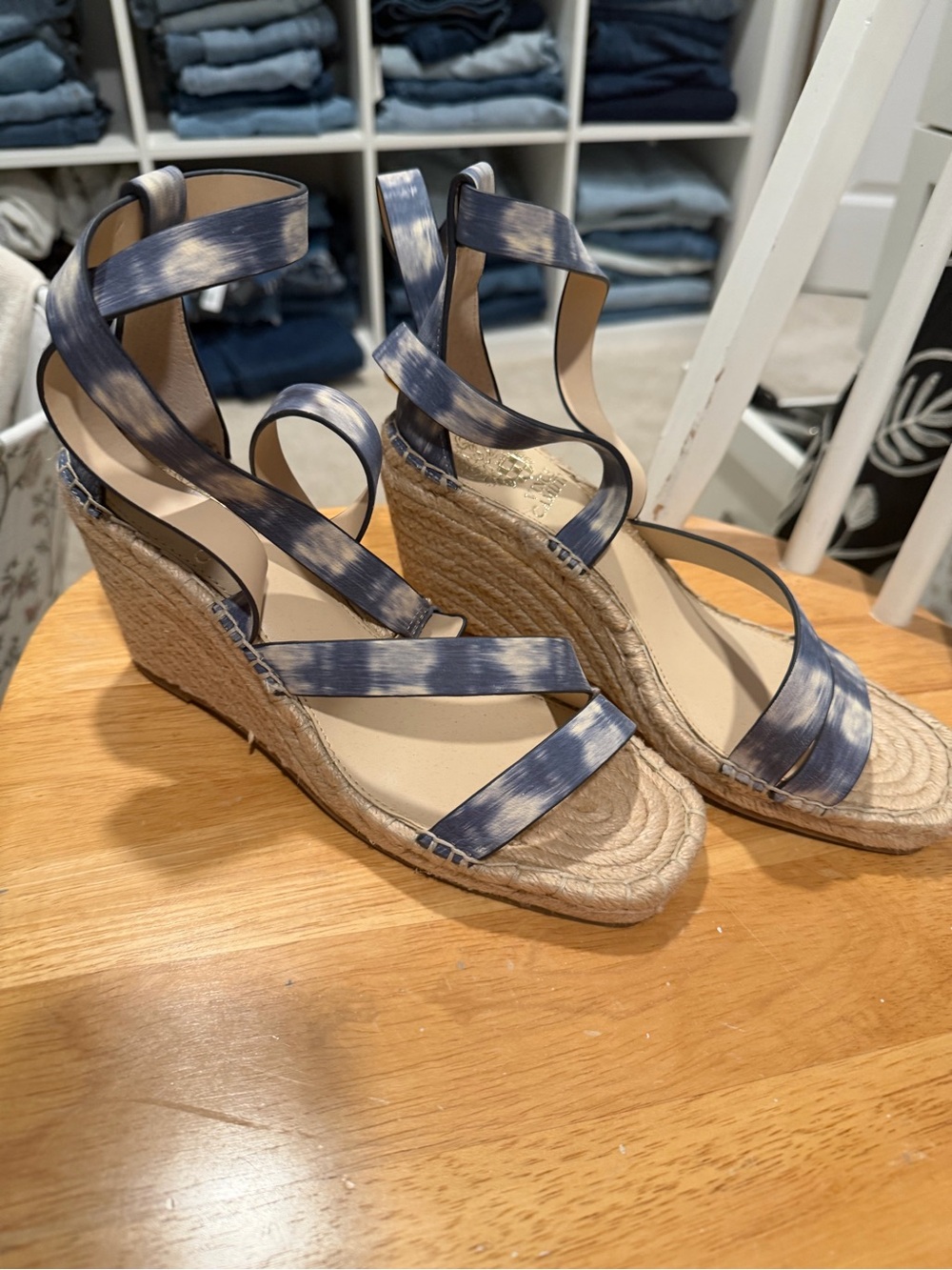 Vince Camuto Blue Strappy Espadrille Wedge Sandals